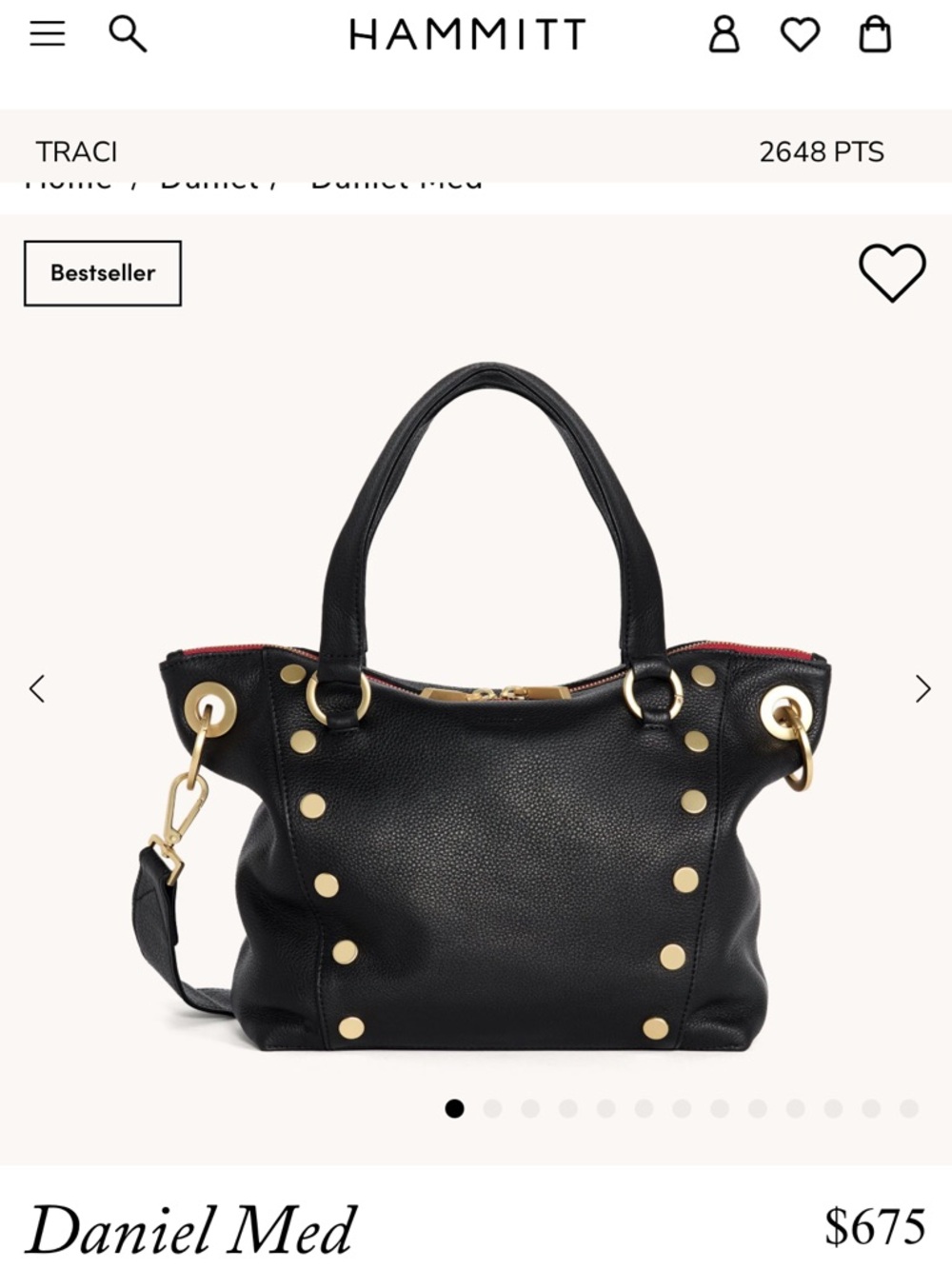 Hammitt Black Leather Tote with Gold Hardware